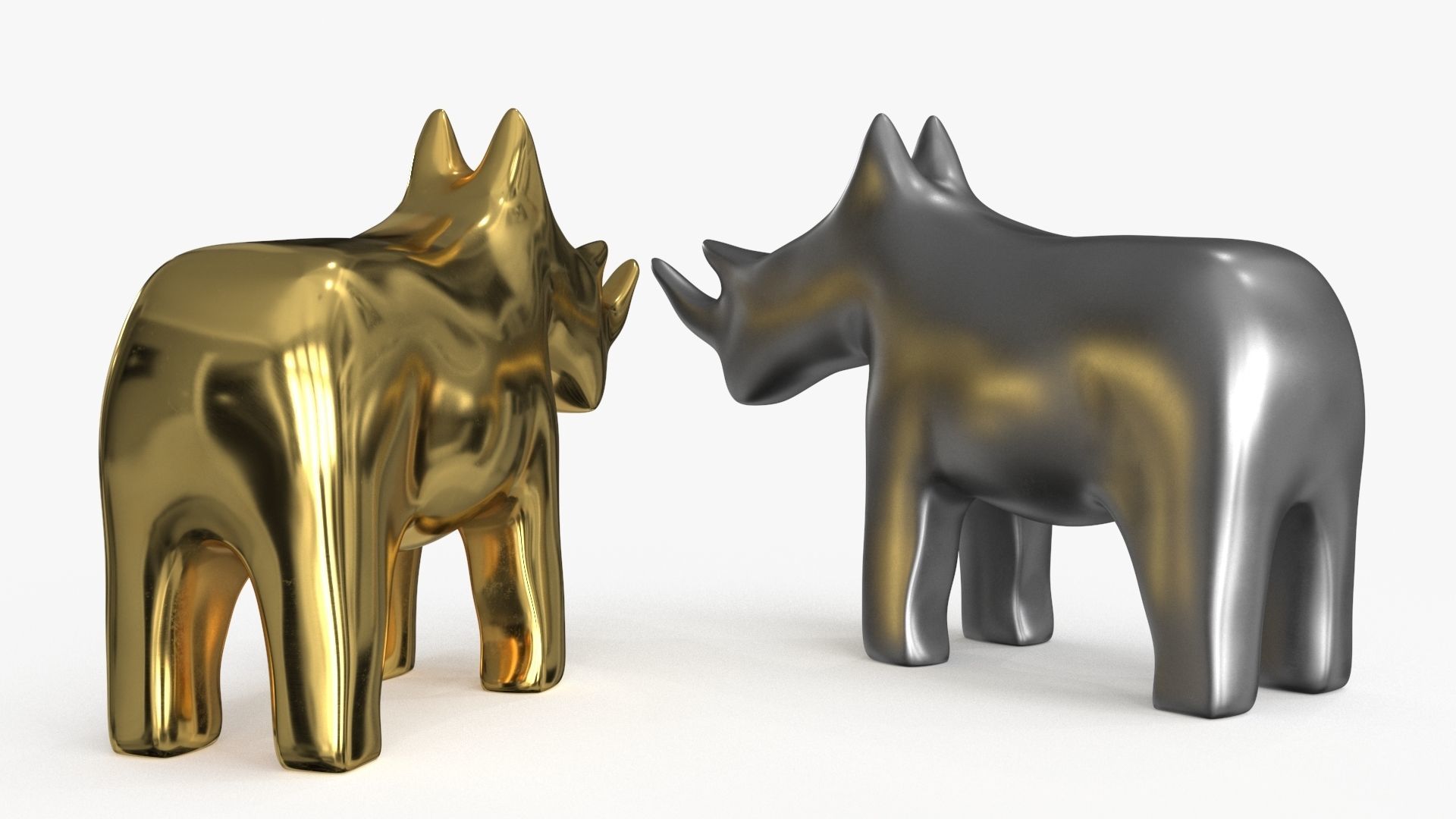 Rhino Figurines Statuette Low-poly 3D model_3