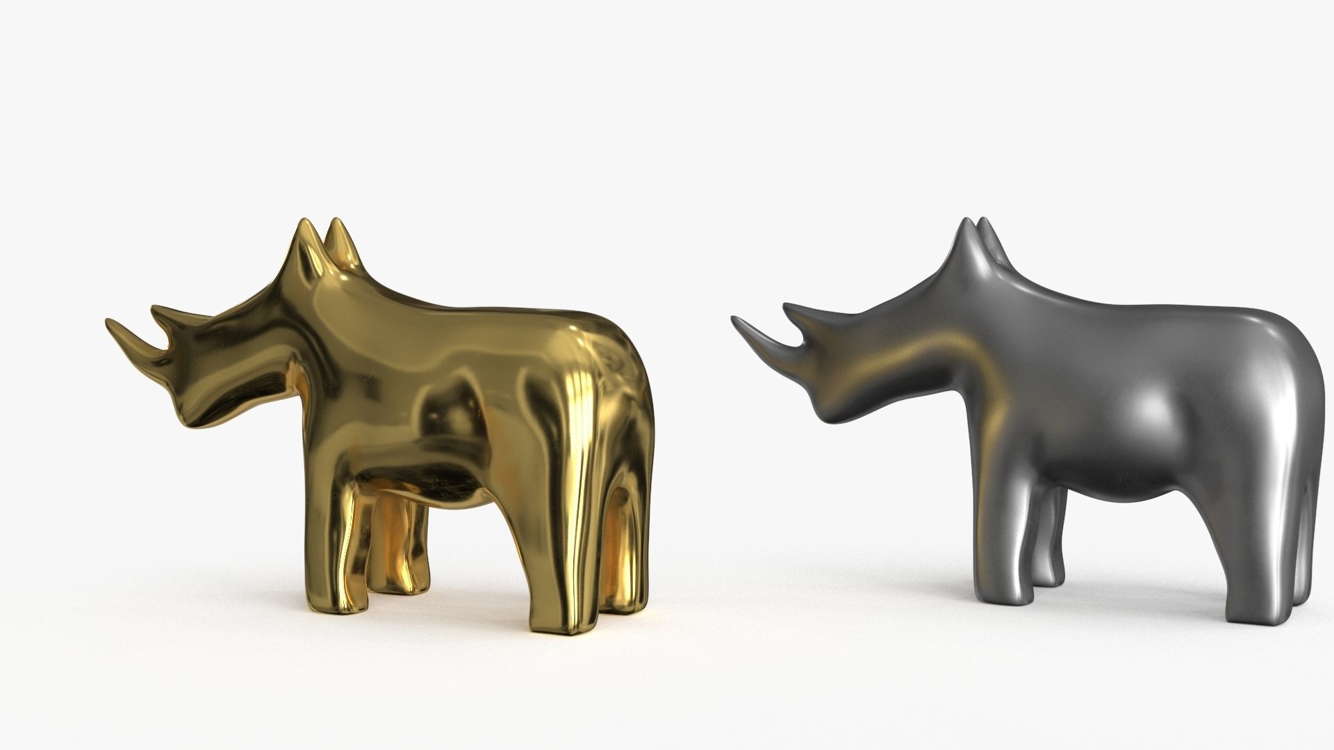 Rhino Figurines Statuette Low-poly 3D model_12