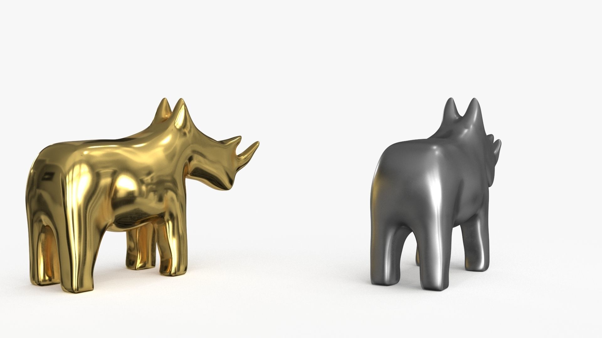 Rhino Figurines Statuette Low-poly 3D model_15
