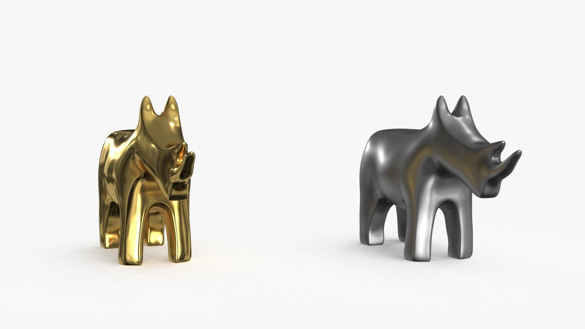 Rhino Figurines Statuette Low-poly 3D model_8