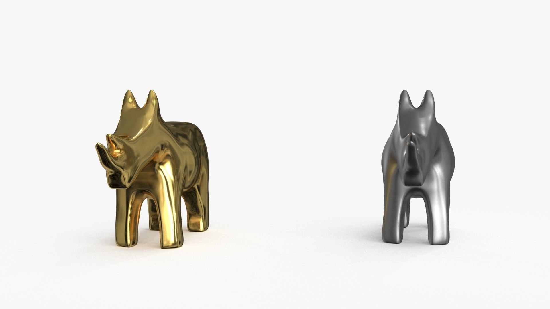 Rhino Figurines Statuette Low-poly 3D model_9