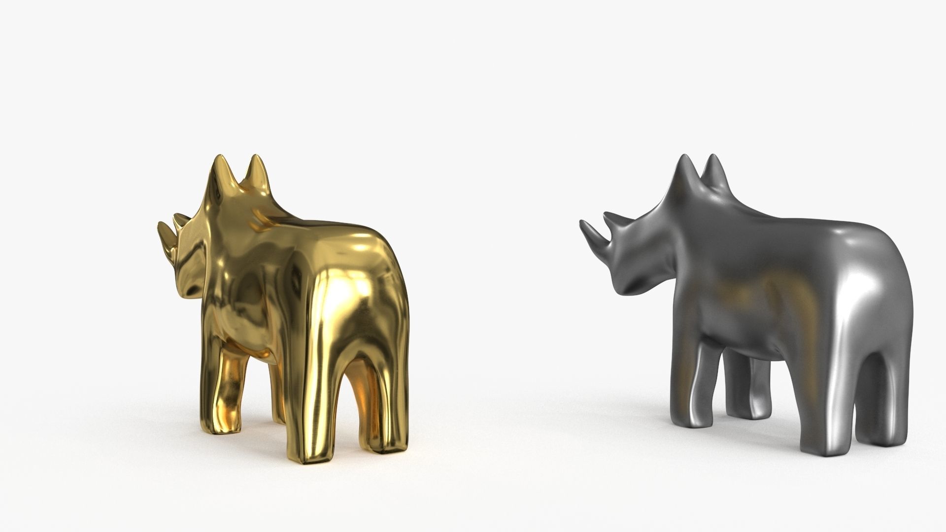 Rhino Figurines Statuette Low-poly 3D model_13