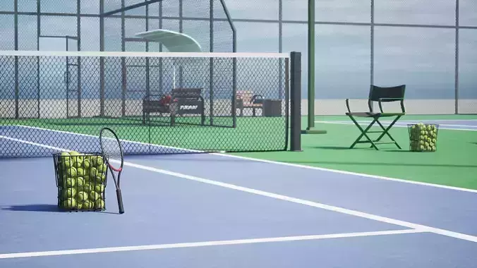Tennis Court Game Ready UE Low-poly 3D model