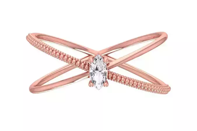 Solitaire Women Double Band Marquise stone Ring