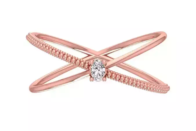 Solitaire Women Double Band OVal Stone Ring