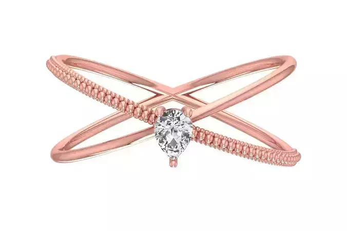 Solitaire Women Double Band Pear Stone Ring
