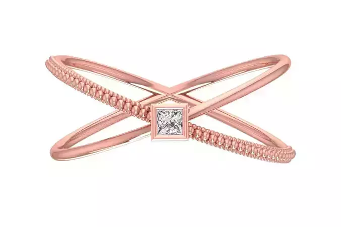 Solitaire Women Double Band Princess stone Ring