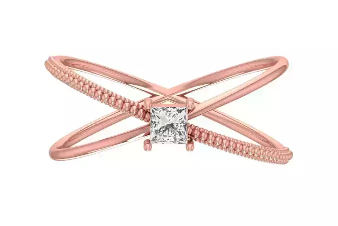 Solitaire Women Double Band Princess stone Ring