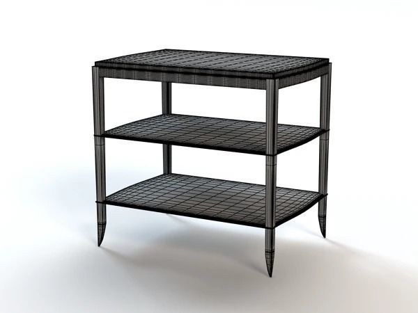 Atlantic Table With Shelves 3D model_3