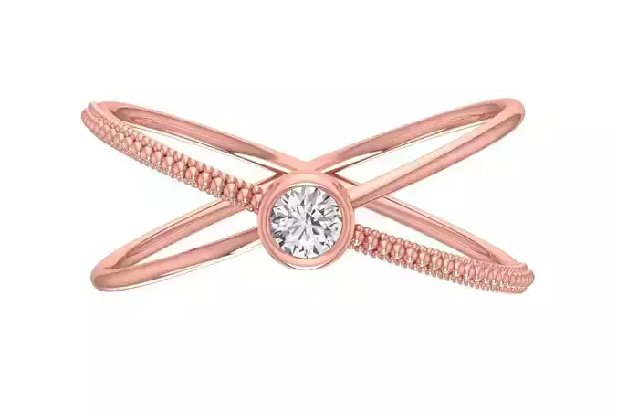 Solitaire Women Double Band Round Stone Ring