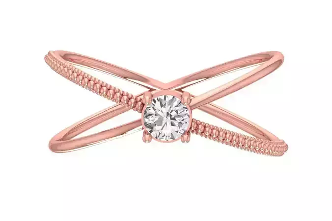 Solitaire Women Double Band Round Stone Ring