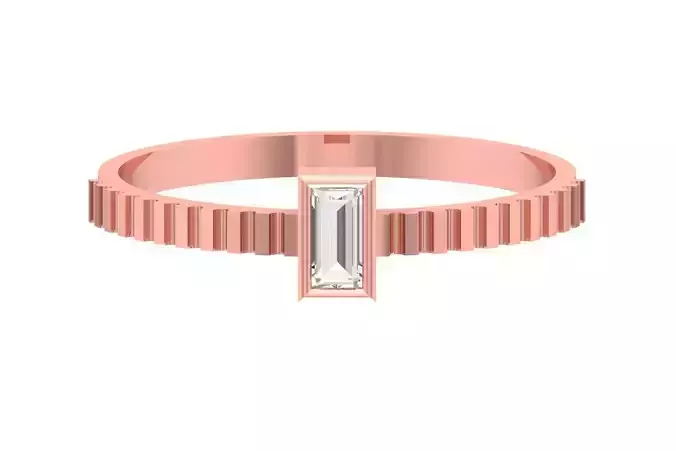 Solitaire Women Band Baguette stone Ring