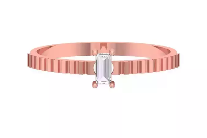 Solitaire Women Band Baguette stone Ring
