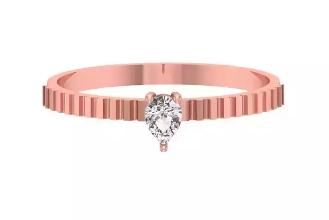 Solitaire Women Band Pear Stone Ring
