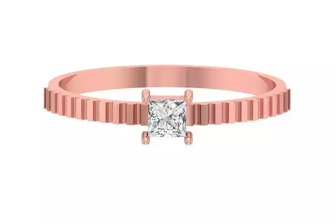Solitaire Women Princess stone Band Ring