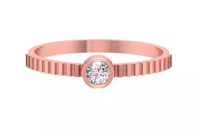 Solitaire Women Round Stone Band Ring