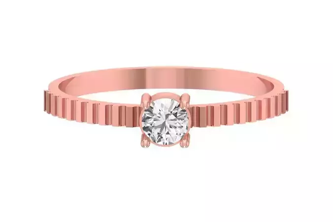 Solitaire Women Round Stone Band Ring