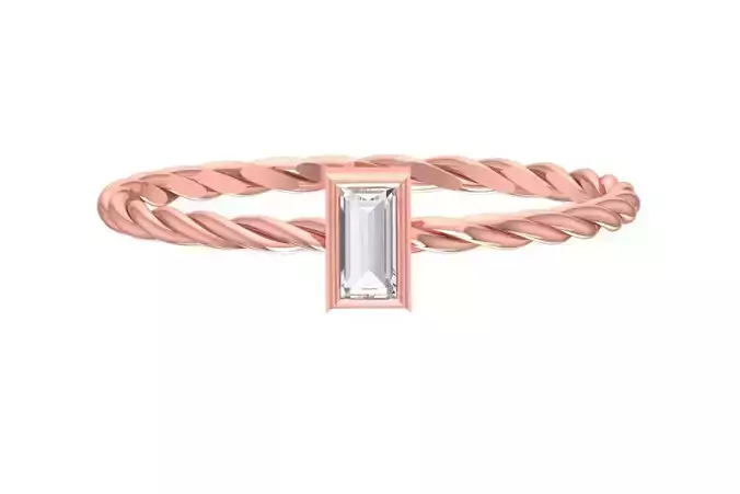 Solitaire Women Twisted Baguette stone Band Ring