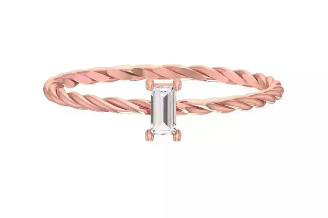 Solitaire Women Twisted Baguette stone Band Ring