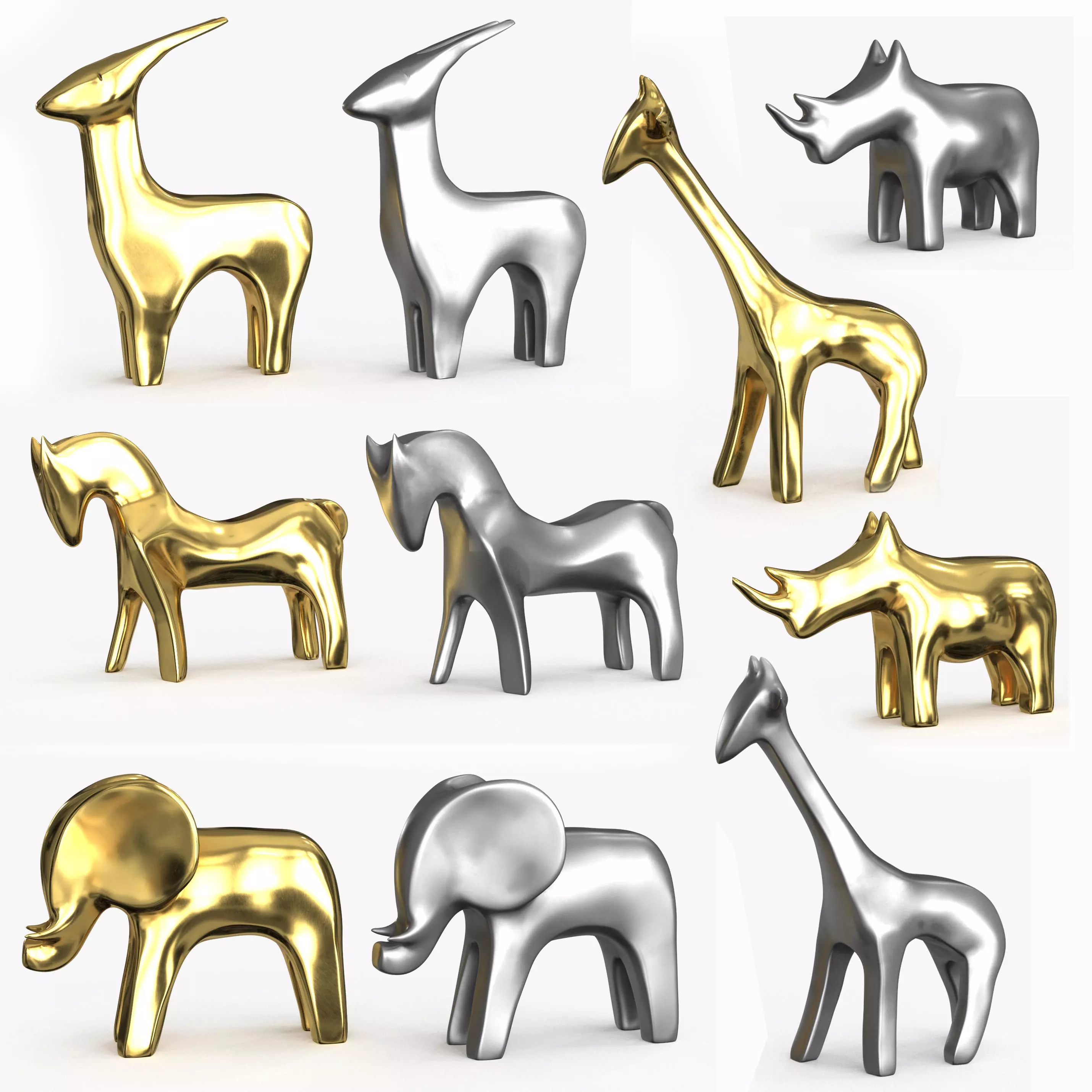 Animals Figurines Statuette 3D Model Collection_0