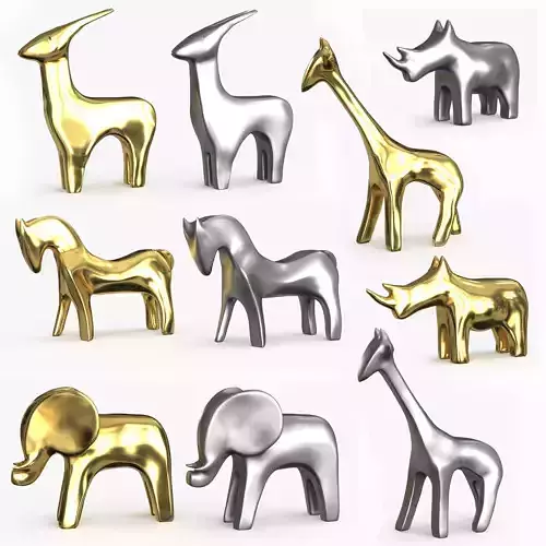 Animals Figurines Statuette 3D Model Collection