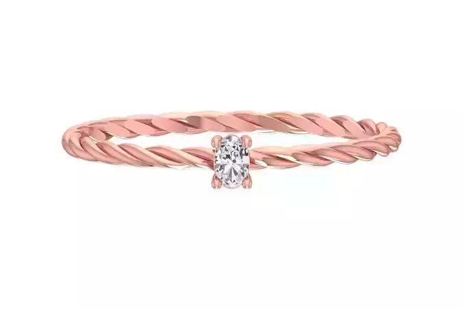 Solitaire Women Twisted Oval Band Ring