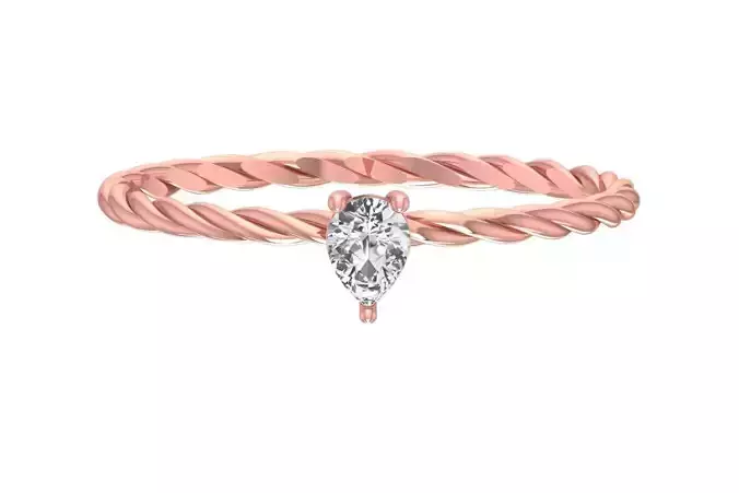 Solitaire Women Twisted Band Pear Ring