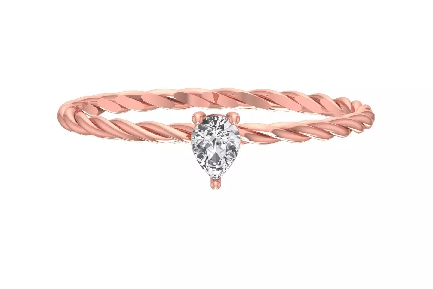 Solitaire Women Twisted Band Pear Ring 3D print model