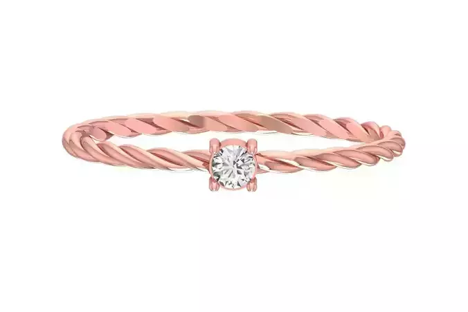 Solitaire Women Twisted Round Stone Band Ring