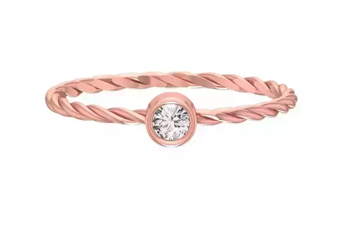 Solitaire Women Twisted Round Stone Band Ring