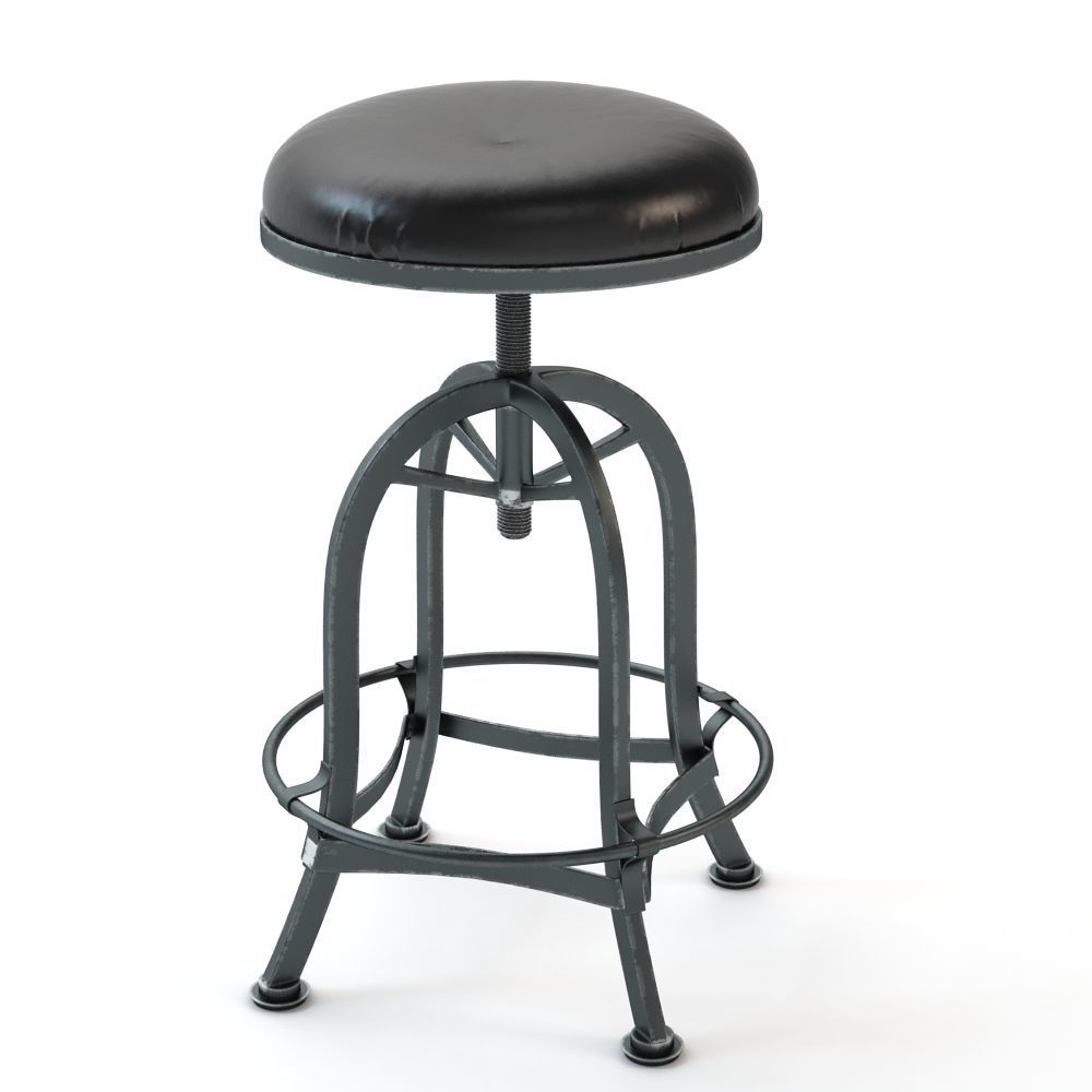Adjustable Industrial Bar Stool 3D model CGTrader