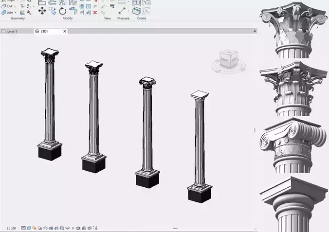 Classic Column Revit Family 3D model