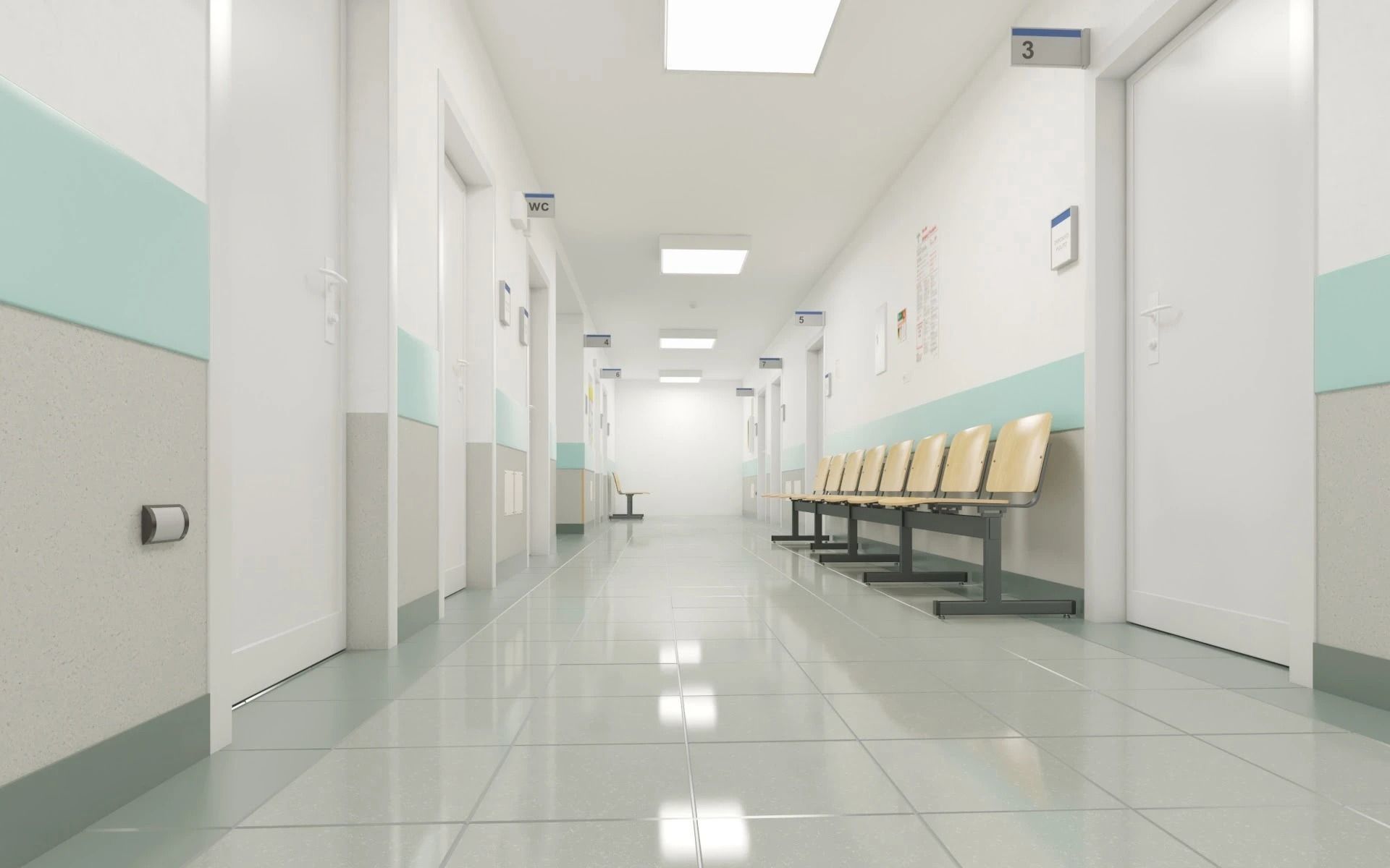 019 Hospital Hallway Corridor 3D model_5