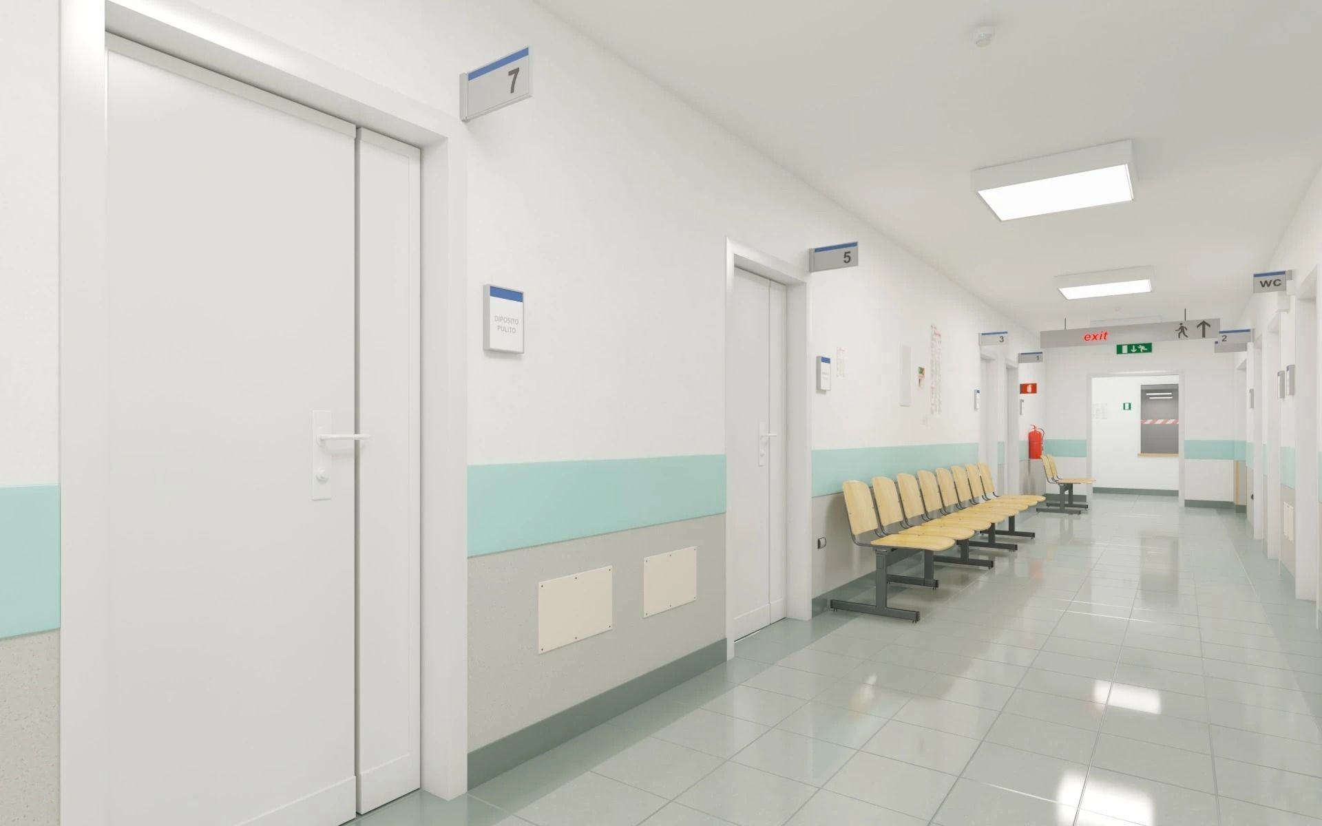 019 Hospital Hallway Corridor 3D model_2
