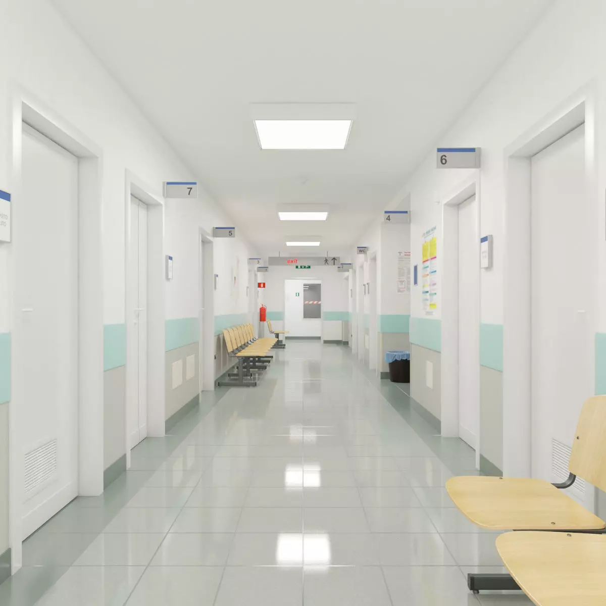 019 Hospital Hallway Corridor 3D model_0
