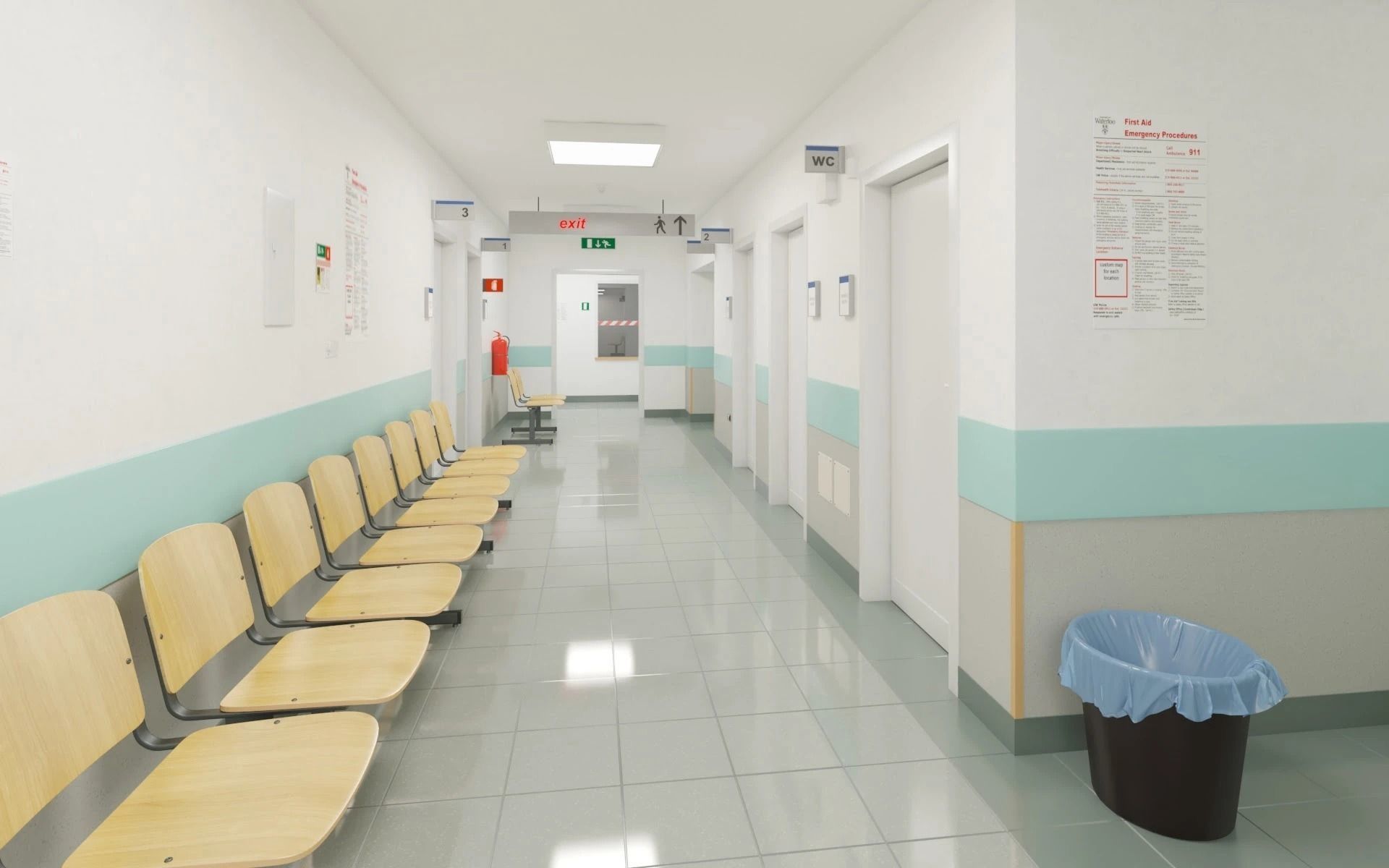 019 Hospital Hallway Corridor 3D model_3