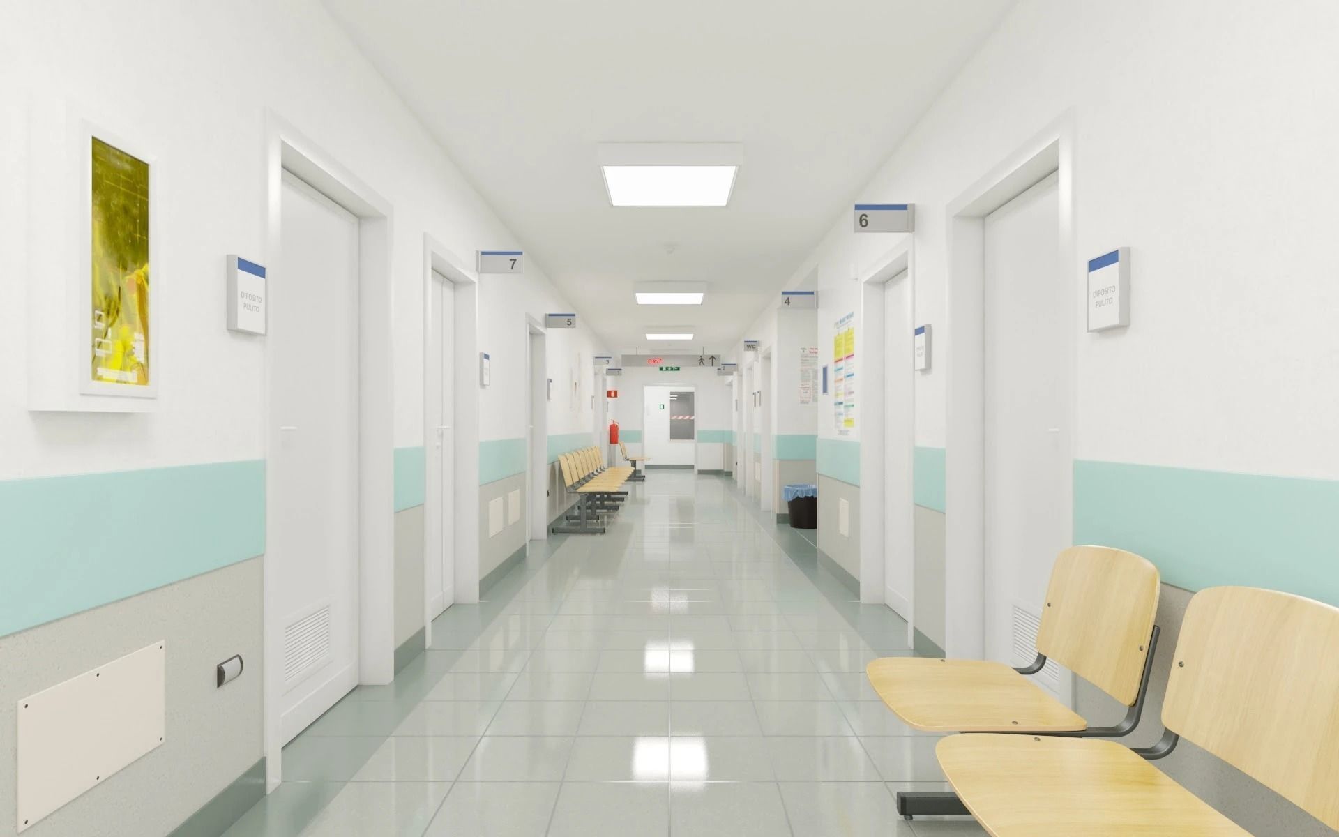 019 Hospital Hallway Corridor 3D model_1