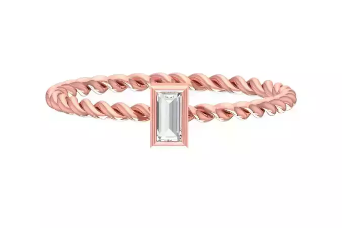 Solitaire Women Twisted Baguette stone Band Ring