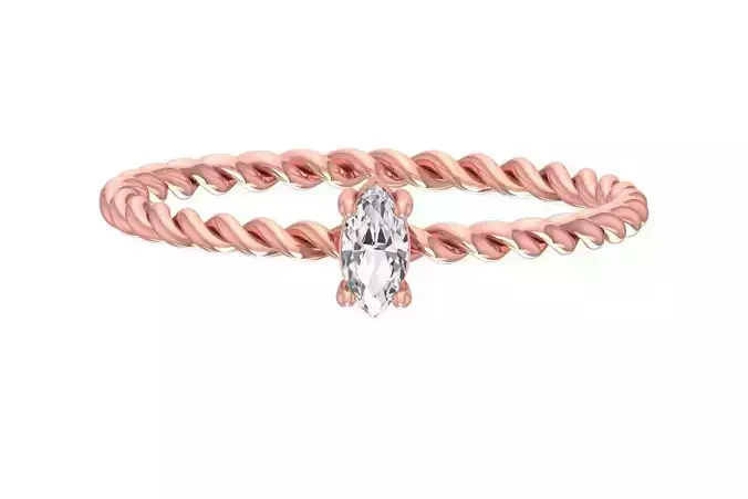 Solitaire Women Twisted Marquise stone Band Ring