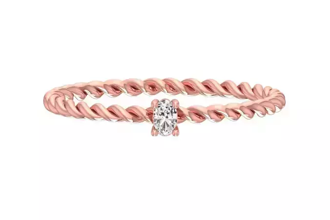 Solitaire Women Twisted Oval Stone Band Ring