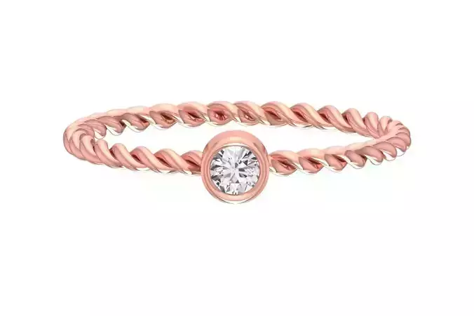 Solitaire Women Twisted Band Round Stone Ring