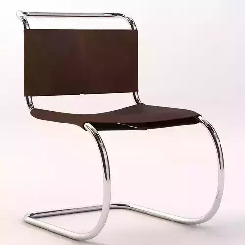 Brown Leather Chair With Chrome Cantilevered Base