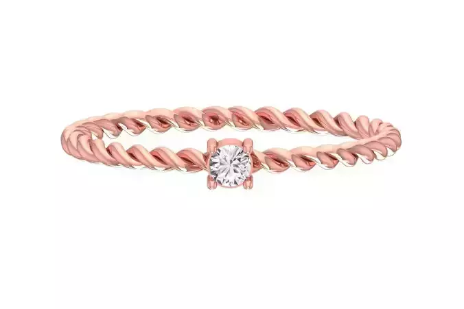 Solitaire Women Twisted Round Stone Band Ring