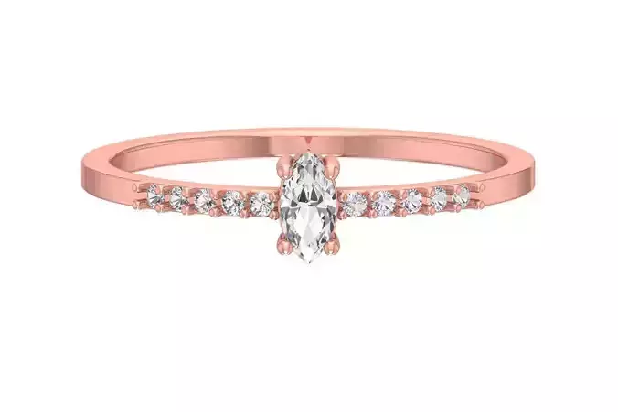Solitaire Women Light Weight Band Marquise stone Ring