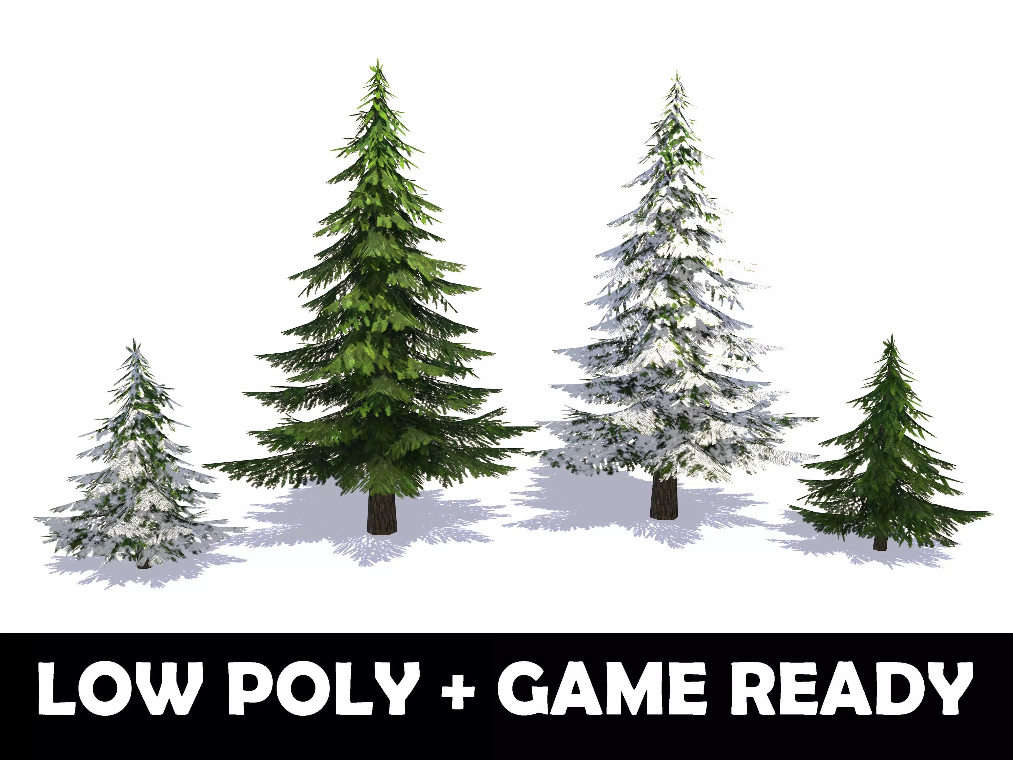 Fir Trees - Game Ready Low-poly 3D model_0