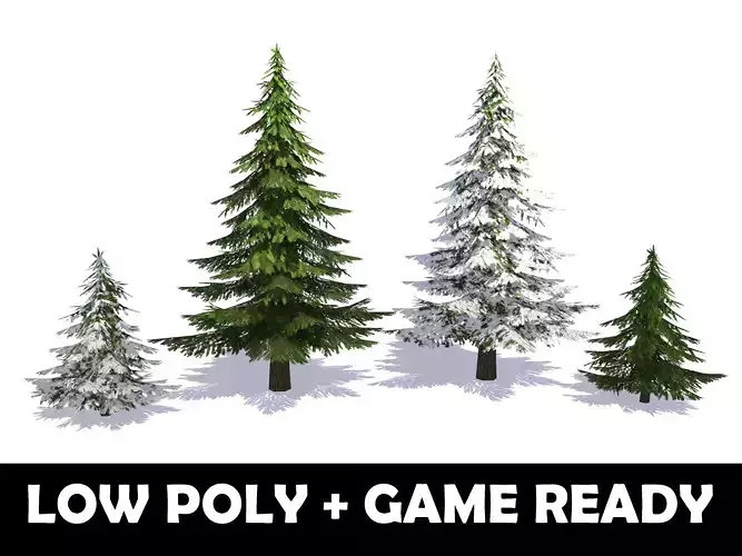 Fir Trees - Game Ready Low-poly 3D model Fir Trees - Game Ready Low-poly 3D model