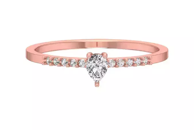 Solitaire Women Light Weight Band Pear Stone Ring