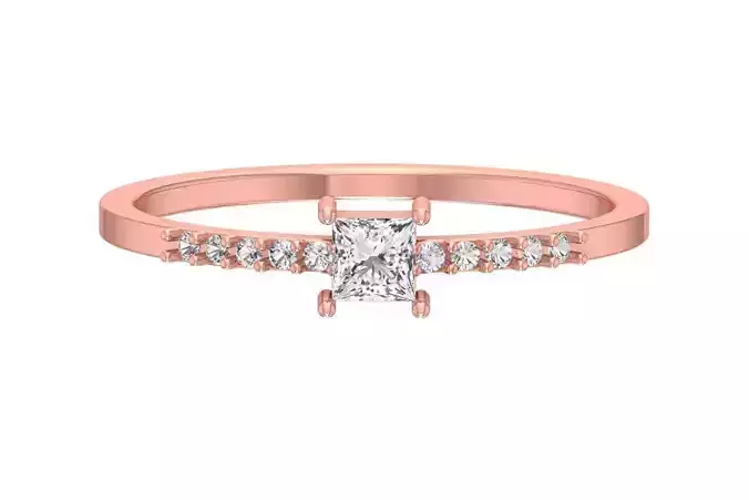 Solitaire Women Light Weight Band Princess stone Ring