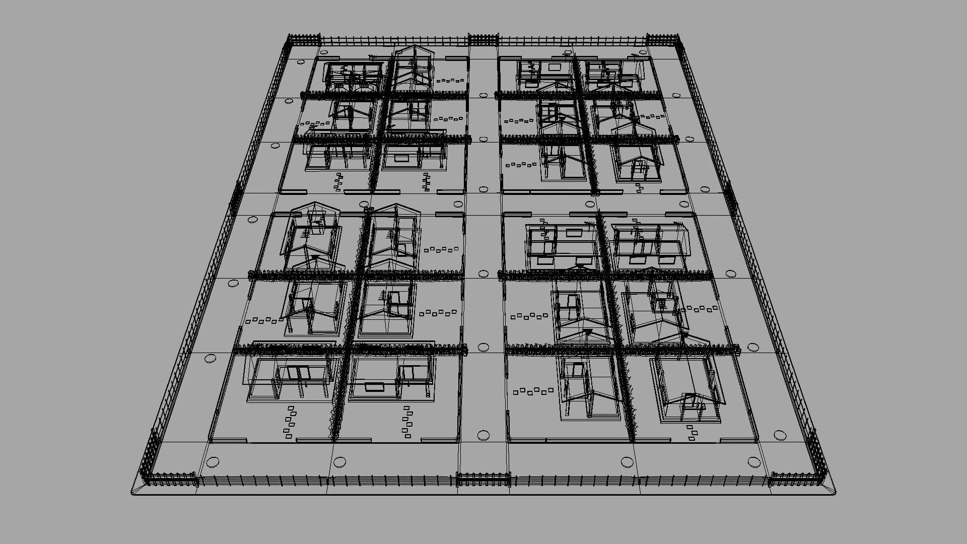 Rural Suburb Neighbourhood with a master house Low-poly 3D model_15