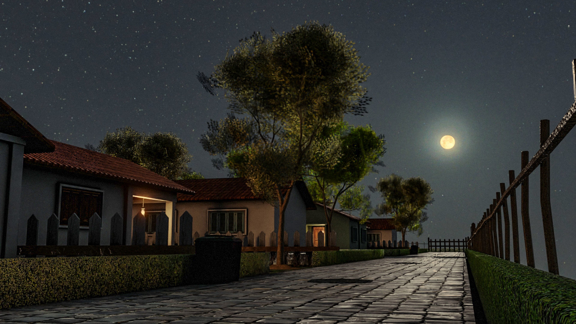 Rural Suburb Neighbourhood with a master house Low-poly 3D model_10